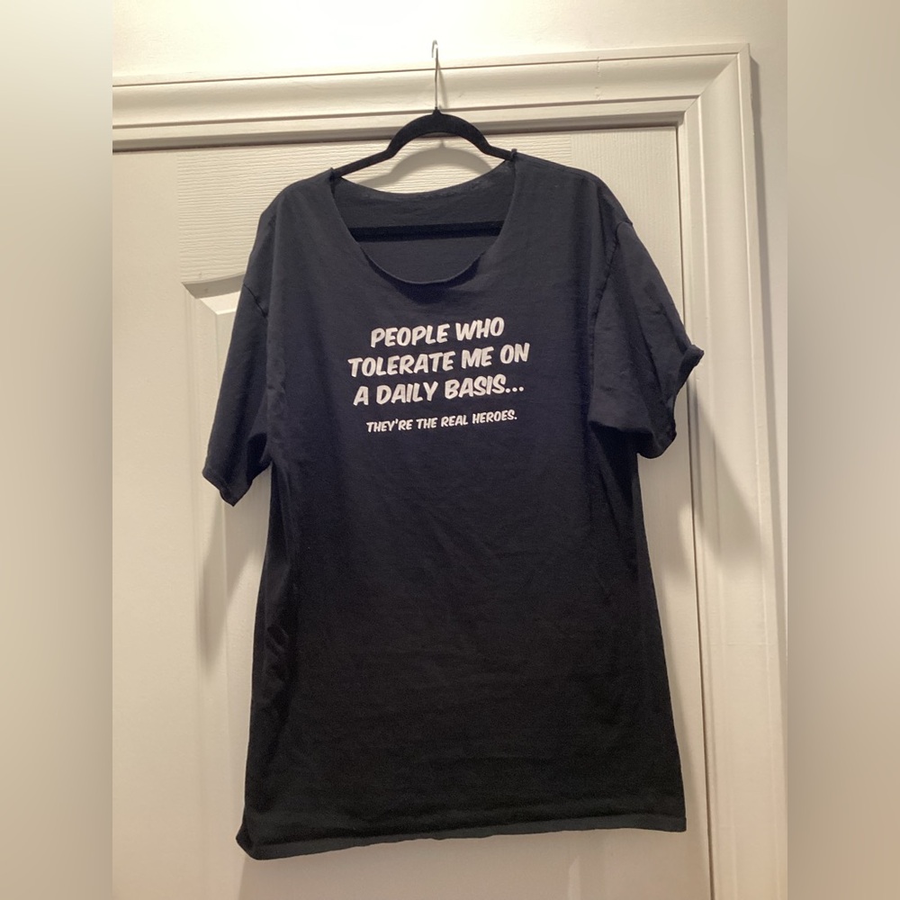 Graphic Raw Crew Neck T-Shirt - Black with White Text